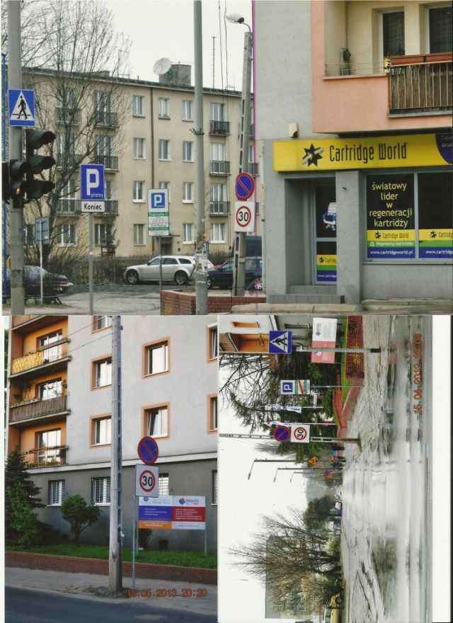 Znaki drogowe na ul. Janickiego w Poznaniu